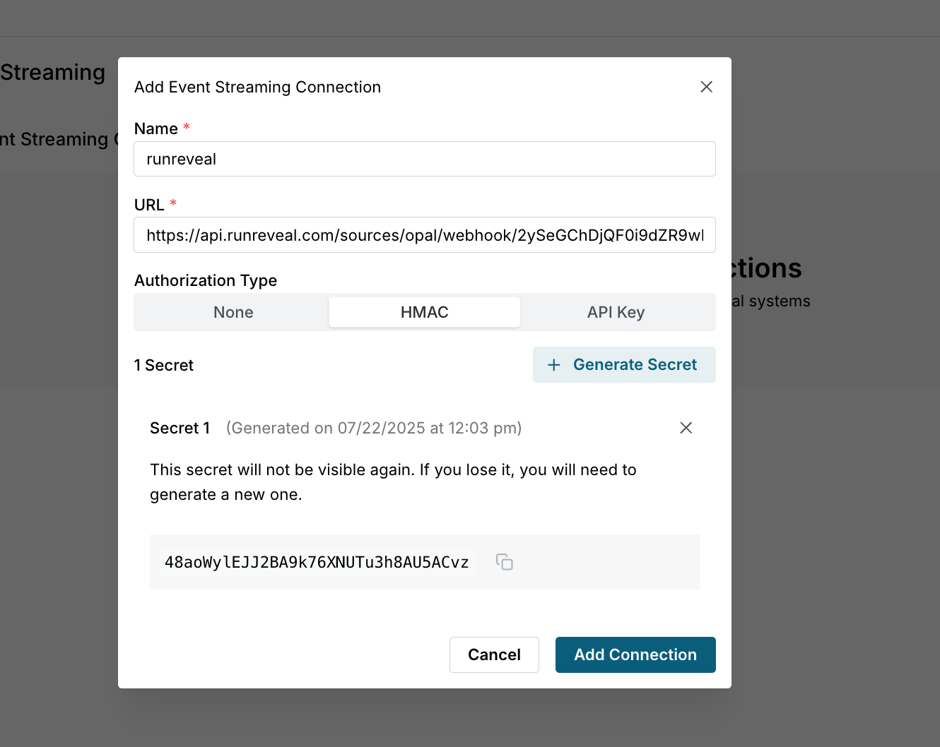 Opal Event Streaming Setup